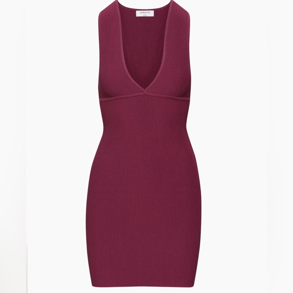 NWOT BABATON Deep V Neck Sculpt Knit Dress, M